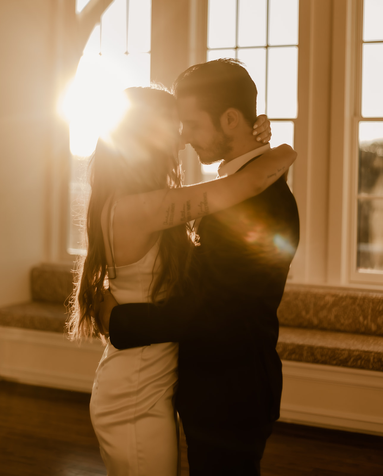 take engagement photos in the crazy water hotel ballroom