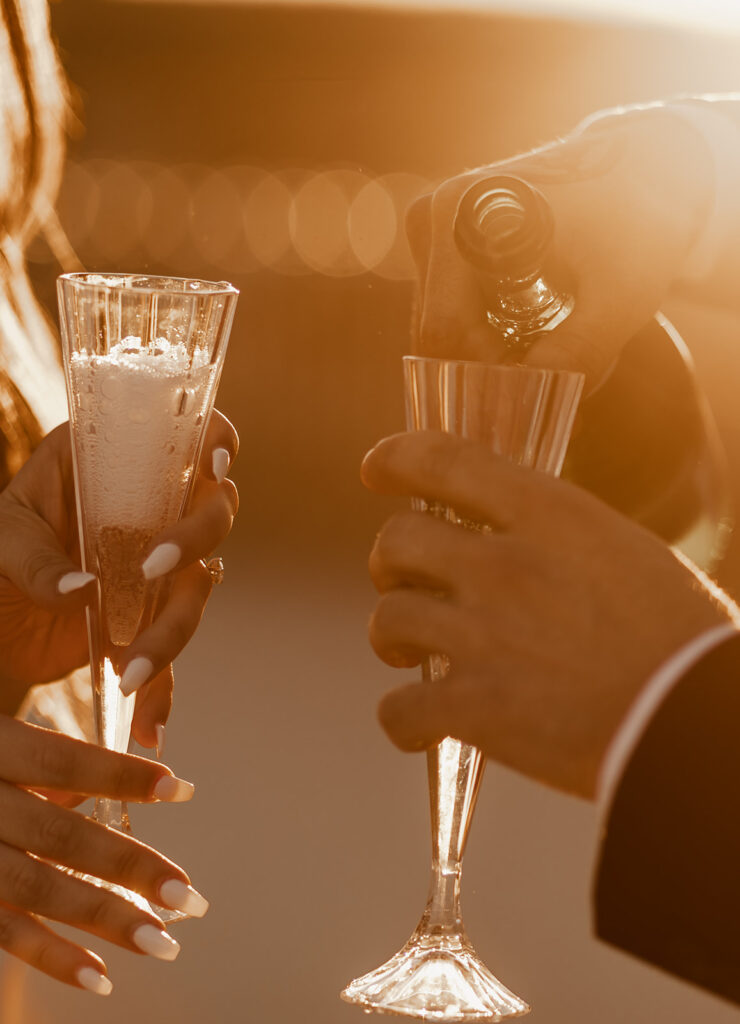 engagement photoshoot on rooftop of the crazy water hotel in mineral wells texas champagne is a great accessory for a photoshoot 