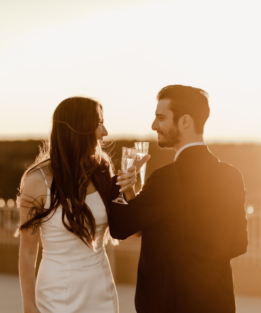 engagement photoshoot on rooftop of the crazy water hotel in mineral wells texas perfect outfit with no color or pattern to distract