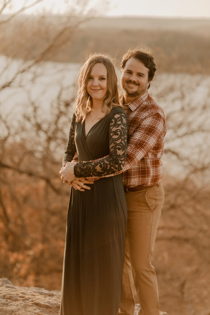 Hiking engagement photos at Mineral Wells State Park