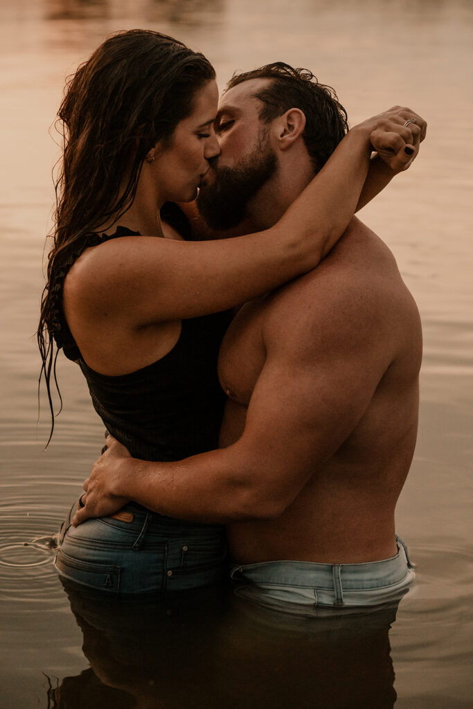 Love and Chemistry Couple Making out in water for photoshoot