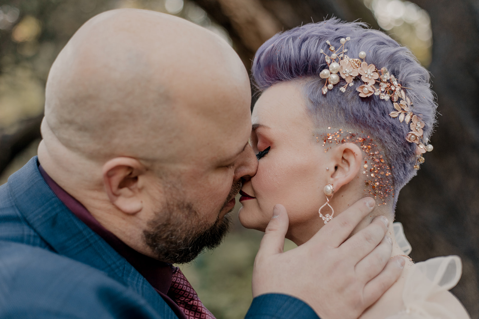 Bride and Groom kissing after first look