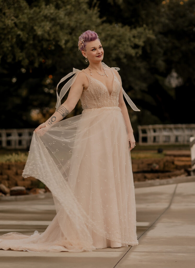 Bride twirling dress