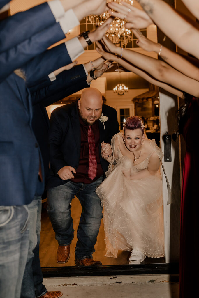 Bride and groom with wedding party 